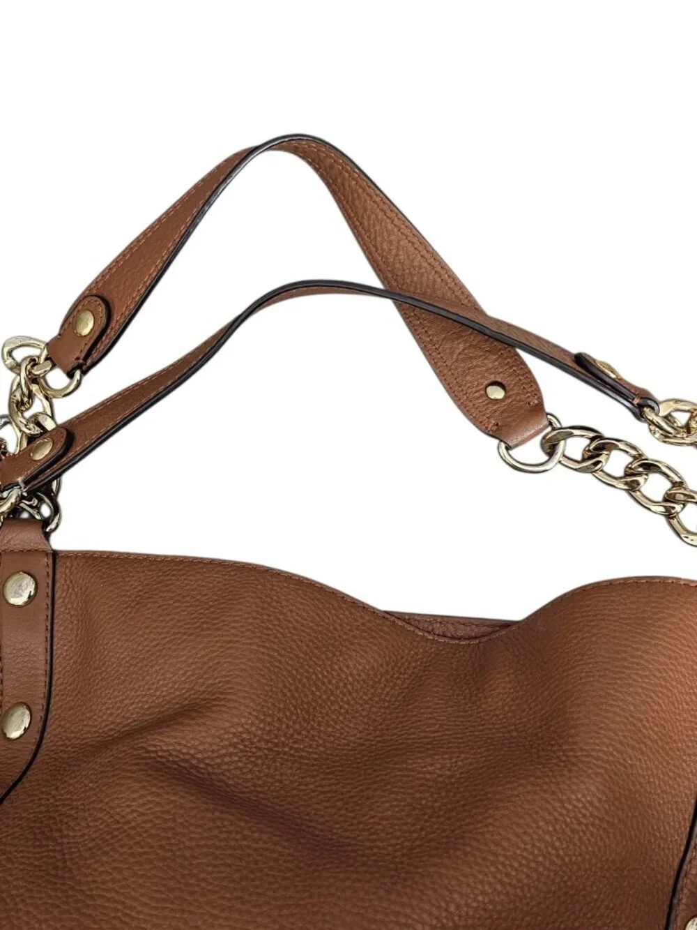 Michael Kors Delancy Studded Pebbled Leather Chain Hobo Shoulder Bag Tote COA